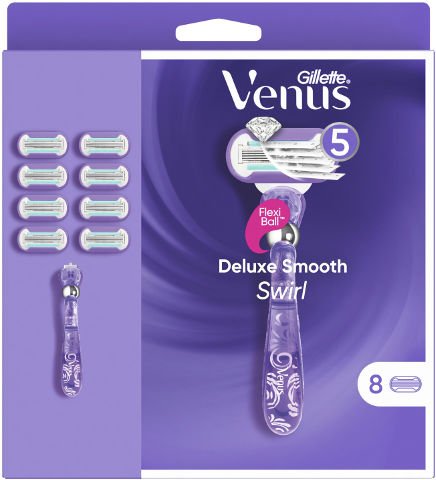 סכין גילוח רב פעמי לנשים Venus Deluxe Smooth Swirl Gillette – 8 סכינים