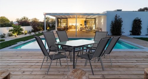 סט פינת אוכל Playa ברצלונה שולחן ו-6 כיסאות שחור