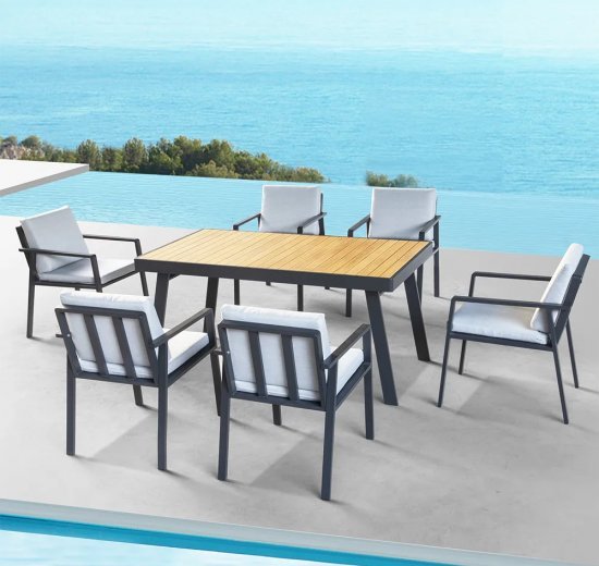 פינת ישיבה גן 6 כסאות עם שולחן נופר Mira