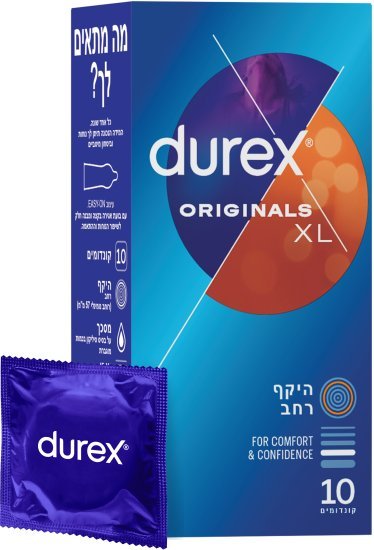 קונדומים אוריג׳ינלס XL דורקס – 10 יחידות
