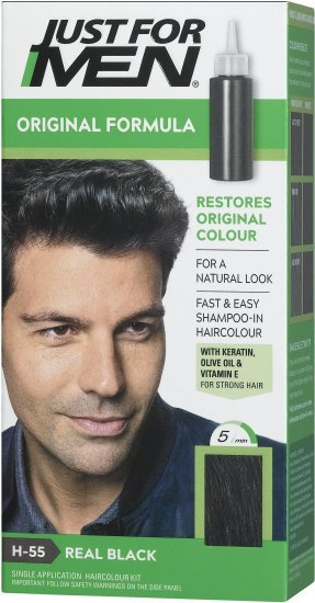 שמפו לצביעת שיער לגברים ג׳אסט פור מן – גוון שחור H-55