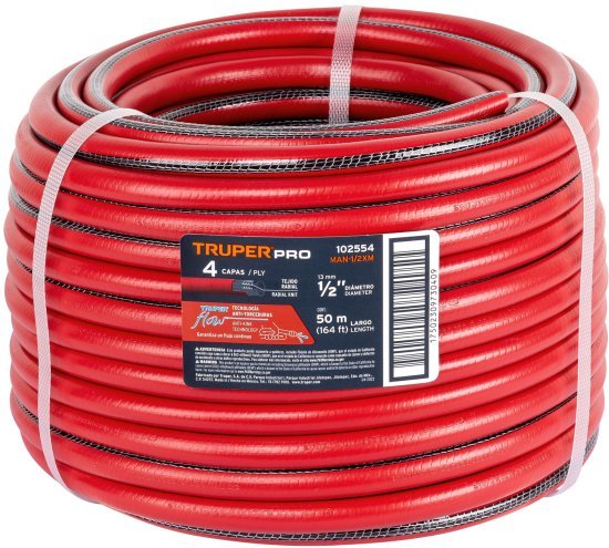 צינור גינה מחוזק 4 שכבות Truper 50 מ' 1/2