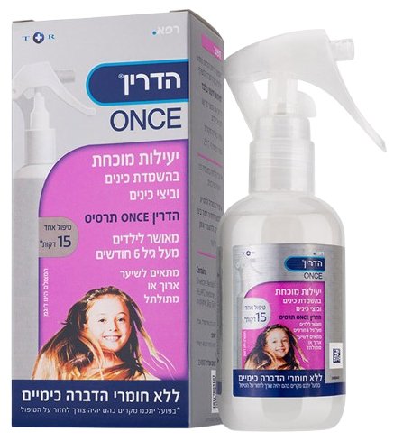 תרסיס להשמדת כינים לשיער ארוך ומתולתל הדרין ONCE – 250 מ״ל