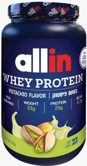 אבקת חלבון מי גבינה בטעם פיסטוק אלין – 759 גרם