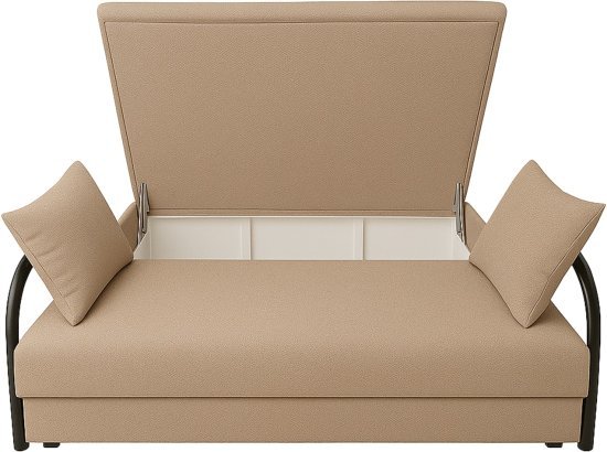 ספה נפתחת עם ארגז מצעים דגם שיר מבית קינג קומפורט – צבע בז'