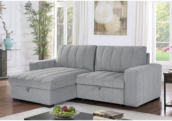 ספה פינתית נפתחת למיטה זוגית דגם אראגון מבית ברדקס – צבע אפור