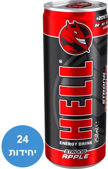 משקה אנרגיה הל סטרונג אפל – 24×250 מ״ל