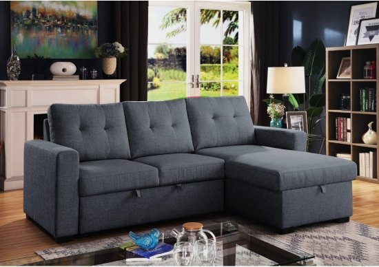 מערכת ישיבה פינתית נפתחת למיטה זוגית דגם ויוה מבית ברדקס – אפור כהה