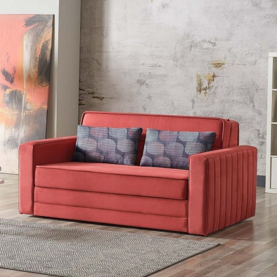ספה נפתחת למיטה זוגית עם ארגז מצעים דגם דומו מבית ברדקס – צבע אדום