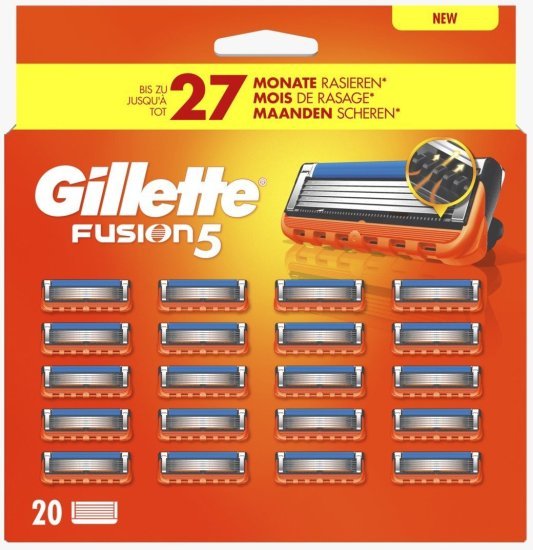 סכיני גילוח פיוז׳ן 5 לגברים ג׳ילט – 20 סכינים