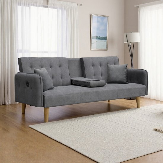 ספה תלת־מושבית נפתחת למיטה דגם מצו מבית ברדקס – צבע אפור עם משענת יד חכמה