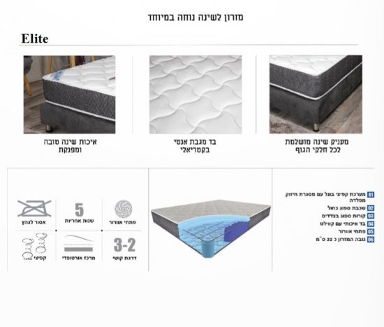 מזרן זוגי King Comfort Elite 140x190 ס״מ