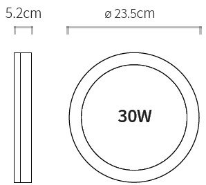 גוף תאורה מוגן מים עגול 30 וואט LIPER IP65 גוון אור 3000K