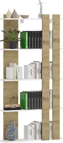 כוננית ספריה 5 מדפים Nofar Tudo Design לבן חום