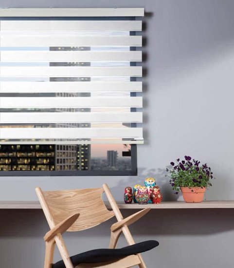 וילון זברה 80x160 Homestyle לבן עם קרניז