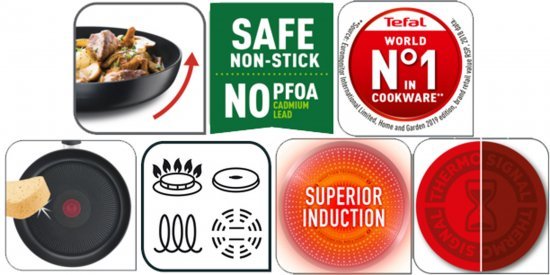 סיר סוטאז' 28 ס''מ + מכסה זכוכית – Tefal Trattoria, שחור