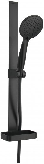 מוט רחצה בהדבקה ללא קידוח עם מזלף עגול 5 מצבי זרימה ZM דגם Maldives – צבע שחור