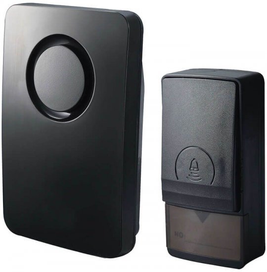פעמון דלת אלחוטי 230V+לחצן בטהובן צבע שחור