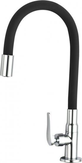 ברז פרח לכיור מים קרים עם פיית גומי שחור Aquila