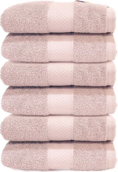 6 מגבות פנים 100% כותנה 50x85 ס"מ דגם Classic מבית Homestyle – ורוד