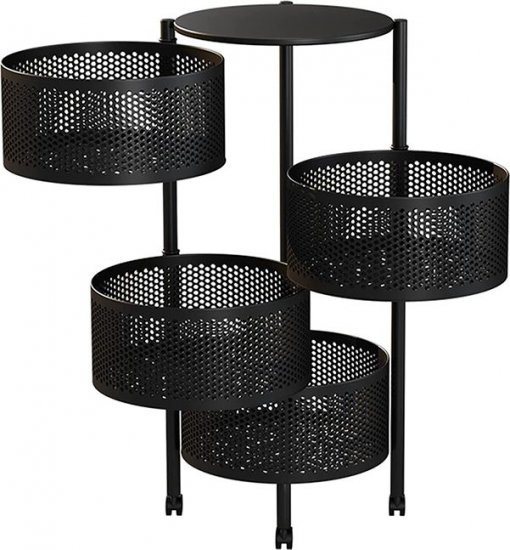 עגלת שירות 4 תאים נפתחת עגולה Garden Top Liat - צבע שחור