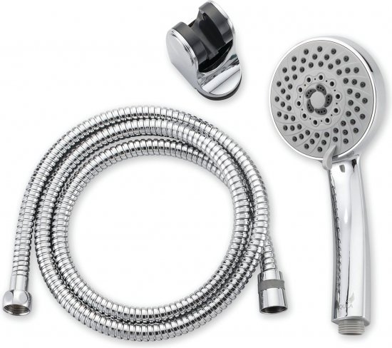 ערכת רחצה עם מזלף עגול 5 מצבי זרימה Aquila Yoav - צבע כסוף