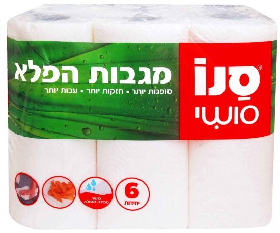 סנו סושי מגבת הפלא נייר 6 גלילים