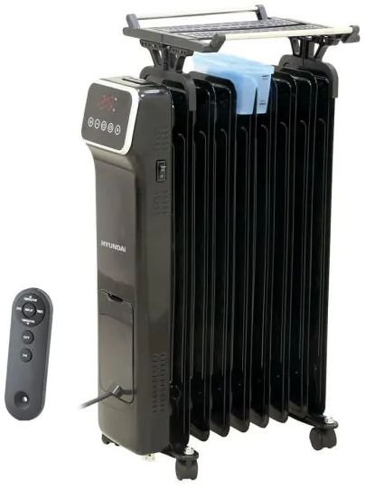 רדיאטור דיגיטלי 9 צלעות עם שלט Hyundai 2000W HAH-9050D - צבע שחור