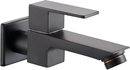 ברז קיר מים קרים מרובע דגם 12 מבית Aquila – צבע שחור