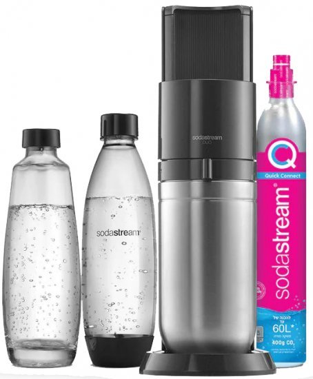 מכשיר סודה + מיכל גז Quick Connect + בקבוק 1 ליטר – Sodastream DUO, שחור