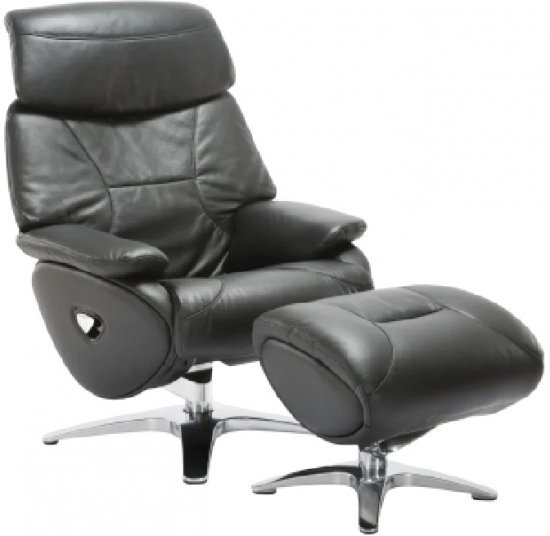 כורסת נוחות מעור + הדום Benda - צבע שחור