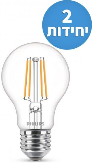 זוג נורות LED דמוי פחם Philips 6W E27 A60 – גוון אור 3000K