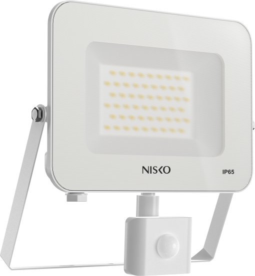 תאורת הצפה עם חיישן תנועה NISKO EAGLE 50W LED IP65 – גוון אור קר 6000K – צבע לבן