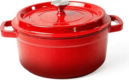 סיר מברזל יצוק מצופה אמייל 5 ליטר – CARNE, אדום