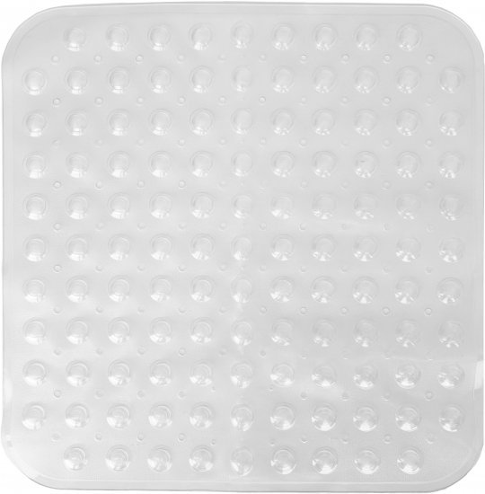 שטיחון PVC למקלחון למניעת החלקה דגם נקודות מבית Aquila – צבע שקוף, מידה 53×53 ס"מ