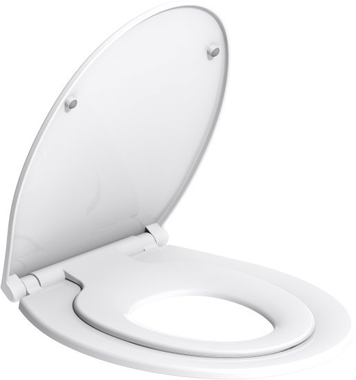 מושב אסלה כפול עם מתאם לילדים וטריקה שקטה מבית Aquila – צבע לבן