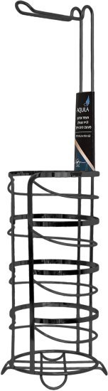 מעמד לנייר טואלט + מחזיק לנייר טואלט מבית Aquila – צבע אפור מתכתי