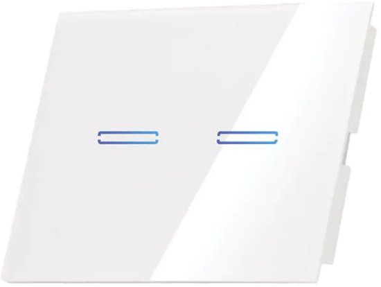 מפסק תאורה WiFi חכם תחת הטיח Semicom שני מתגים זכוכית לבנה