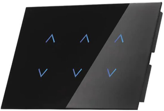 מתג חכם 3 מפסקים לתריסים להתקנה מתחת לטיח גוויס 3 ו4 מקום Semicom זכוכית שחורה