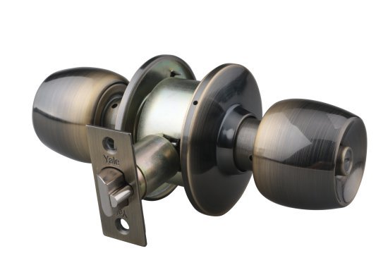 מנעול כדורי עם כפתור לדלתות פנים צבע נחושת Yale