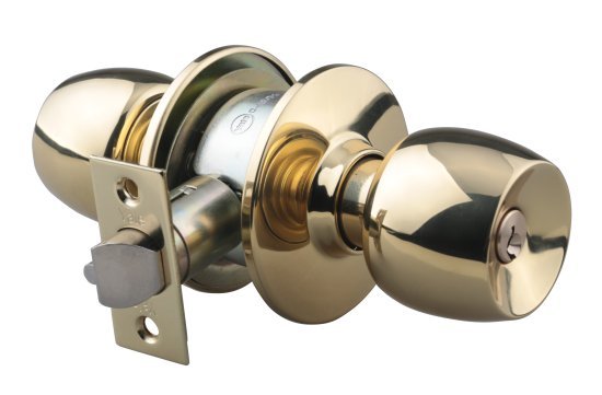 מנעול כדורי עם מפתח לדלתות פנים צבע זהב Yale