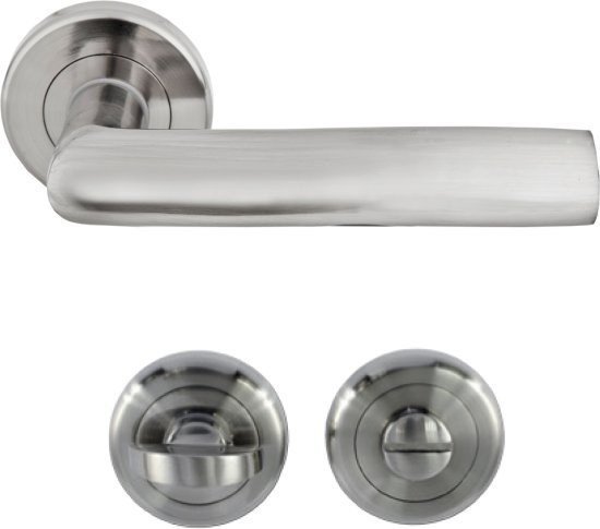 ידיות דלת פנים דגם ציריך + זוג רוזטות תפוס פנוי מבית Yale צבע ניקל