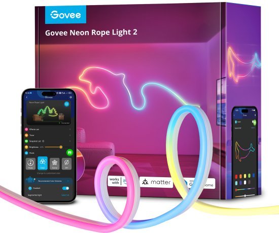 פס תאורת LED ניאון 2 לקיר Govee – אורך 5 מטר