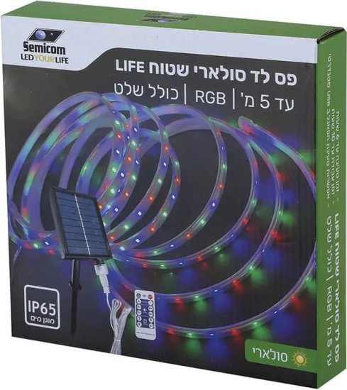 פס לד סולארי עם תאורת RGB כולל שלט Semicom – אורך 5 מטר