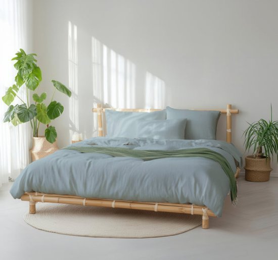 סט מצעים למיטת יחיד 90x200 ס"מ קולקציית במבוק מבית Arige Gad – כחול שמיים