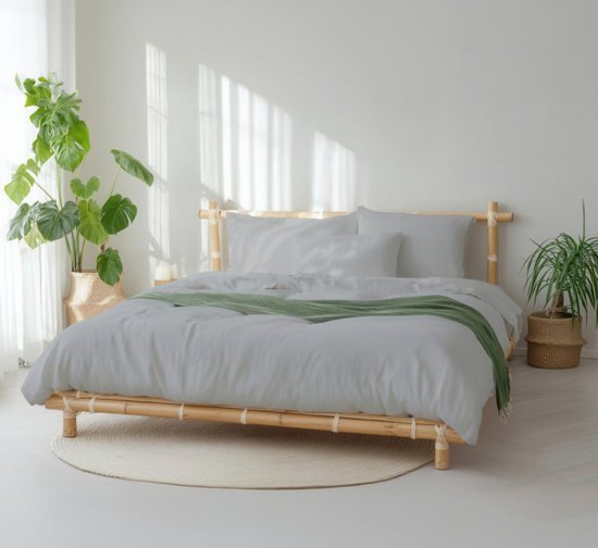 סט מצעים למיטת יחיד 90x200 ס"מ קולקציית במבוק מבית Arige Gad – אפור בהיר