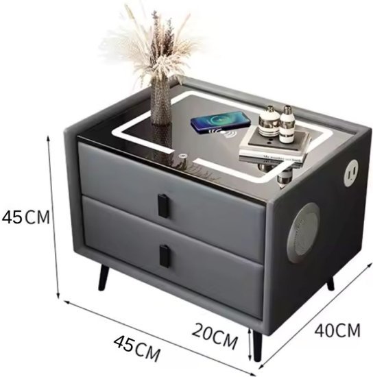 שידה חכמה עם טעינה אלחוטית ורמקולי Bluetooth מבית Multi Garden - צבע שחור