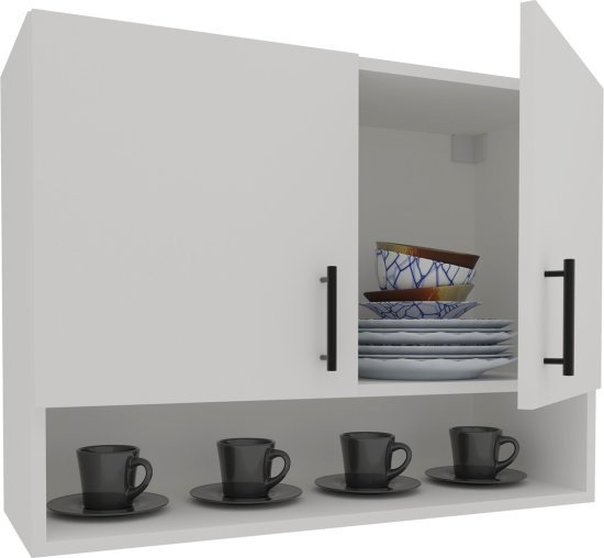 ארון שירות עליון למטבח 2 דלתות דגם Opera מבית Tudo Design - צבע לבן