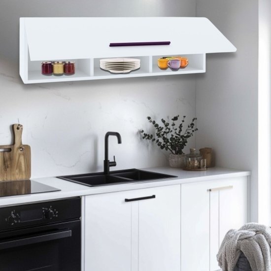 ארונית צפה עם דלת קלאפה Tudo Design דגם Ronit לבנה