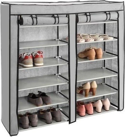 ארון נעליים מתפרק מבד קל 12 מדפים מבית Star Shop - צבע אפור